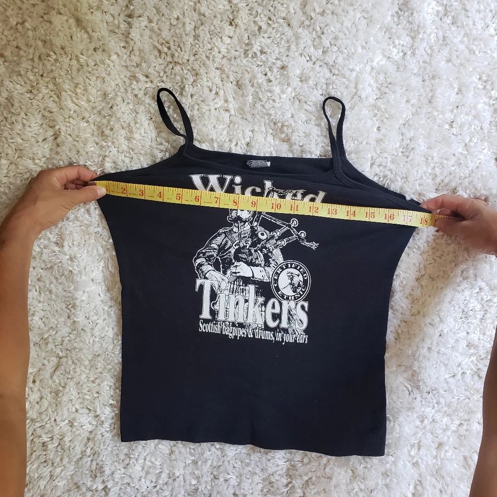 Vintage 1990s Wicked Tinkers Scottish Bagpipe Band Tank Top Spaghetti strap - Picture 9 of 10